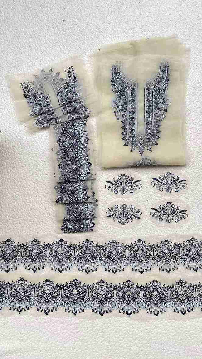 Neckline, 4 bunches, 3 yards thin line & 1 yard Hemline