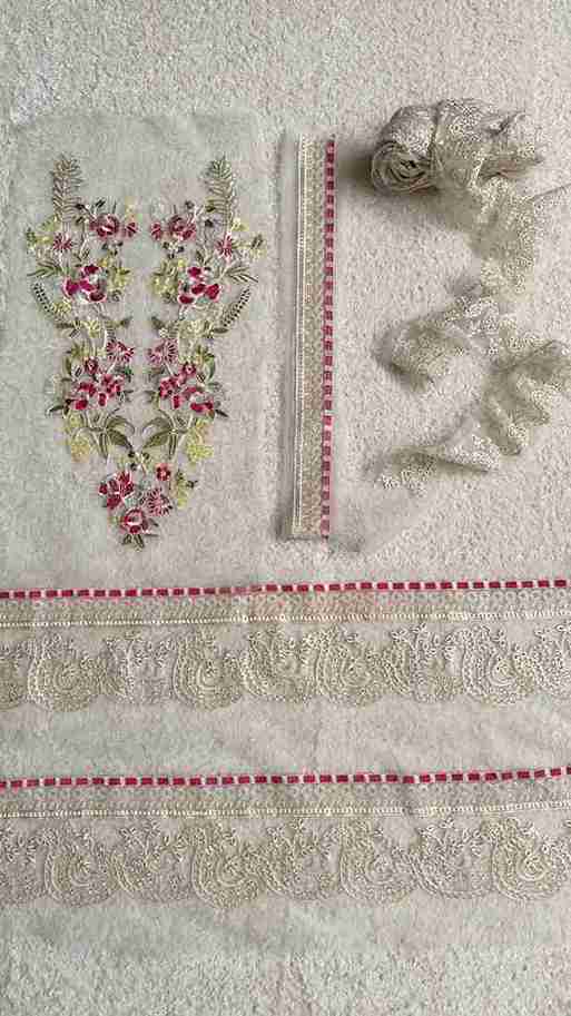 Neckline + Front Back Daman + Sleeves Patch + 8.5 yard Dupatta Pati